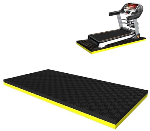 Laufbandmatte, Matten für Trainingsgeräte Laufbandmatte, Trainingsgerätematte, strapazierfähige Yogamatte, große, rutschfeste, bequeme Trainings-Bodenmatte for zu Hause oder im Freien(Black Yellow,170