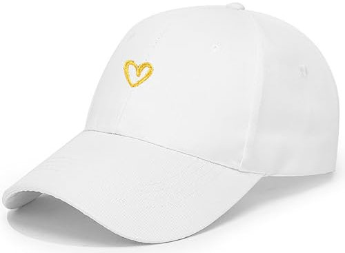 Malaxlx Baseball Cap Herren Damen Kappe Baseballkappe Verstellbar Draußen Sonnenmütze Sports Baseball Mützen Fitted Trucker Cap Liebesherz Weiß