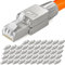 HB-DIGITAL 48x CAT 7 RJ45 Stecker Netzwerkstecker für starre LAN Kabel Verlegekabel Ethernet - werkzeuglos LSA - 10 Gbit/s AWG 22-24 vollgeschirmt STP 50μ vergoldete Kontakte