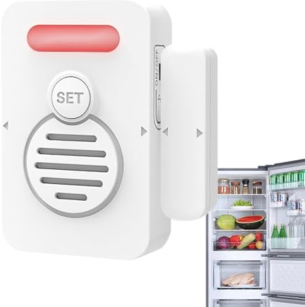 Ahuuen Freezer Door Alarm, Door Ajar Alarm, Small Sensor, Voice Alert for Refrigerator Shop School Room Store Window Home