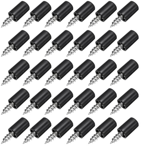 PATIKIL Shelf Support Pegs, 30 Pcs Shelf Pins Self-Tapping Screws Cabinet Laminate Support for Kitchen Cupboard Wardrobes Bookcase Wood Shelves Furniture Closet Holder, Black Sleeve