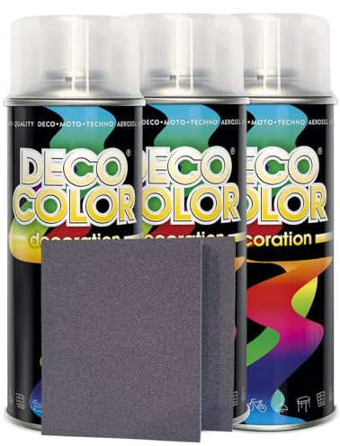 Craft-Equip DC 3er Sparpack Lackspray nach RAL in 400ml zur Lackierung von Auto Stahl Aluminium Beton Holz und 2 Stück Schleifpads (3 Dosen in klarlack Glanz 400ml + 2 Stück Schleifschwamm)