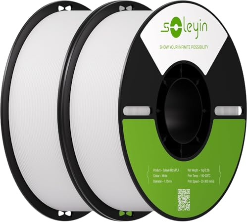 Creality Soleyin PLA Filament 1.75mm, 3D-Drucker Filament 30-300mm/s, für die meisten 3D-Drucker Creality Ender-3 K1 K1C K2 Hi (Weiß 2kg)