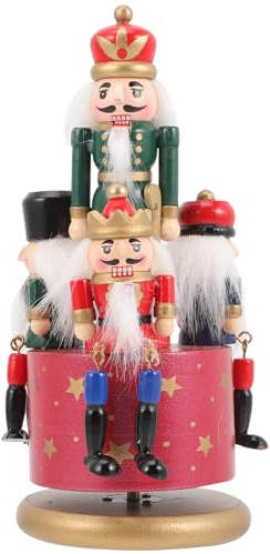 ERINGOGO Boîte à Musique Casse-Noisette en Bois 20 CM Décoration de Noël Rouge Figurine Musicale pour Salon et Chambre Présent Créatif pour Garçon et Filles et Fêtes de Fin D’Année