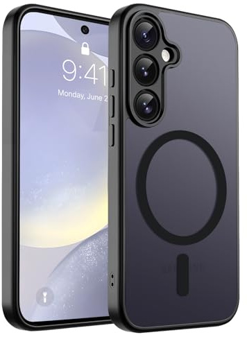 ICEDIO Hülle für Samsung Galaxy S24 Kompatibel mit MagSafe, Stoßschutz | 37×N52 Magnete, 2400 GS Magnetkraft, Transluzente Matte Rückseite, 12FT Fallschutz, Erhöhter Kameraschutz, Handyhülle