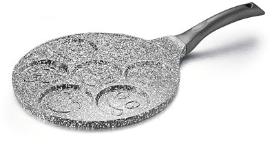 ZILNER Pancake Pfanne, 7-Loch Spiegeleipfanne, 26 cm, Induktion, Schwarz | für alle Herdarten, gleichmäßiges Braten ohne Ankleben, schnelles Frühstück, Smileys, antihaftbeschichtet