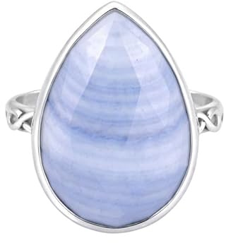 Meadows Unendlichkeitsring aus Sterlingsilber in Birnenform, handgefertigter Statement-Ring in Tropfenform für Damen (R-13)
