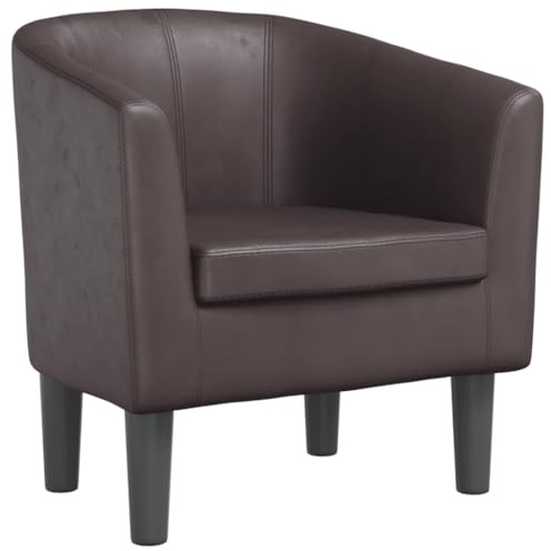 Qnhdfrt Clubsessel Braun Kunstleder 70x56x68 cm Modernes Design mit Kiefernholzgestell Bequemer Loungesessel für Wohnzimmer Schlafzimmer Büro