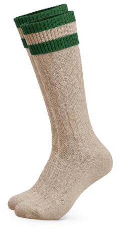 HerzSticht Chaussettes Longues Traditionnelles Bavaroise Homme lot de 1 (modèle: Wiesendistel) vert marron clair 43-46