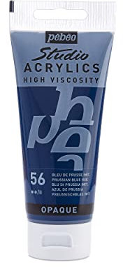 Pébéo - Acrylic Fine Studio Acrylics - Acrylfarbe für Künstler - Farbe für Profis und Anfänger - Leuchtende und pigmentierte Farbe - Preußisch Blau Imitation - 100 ml