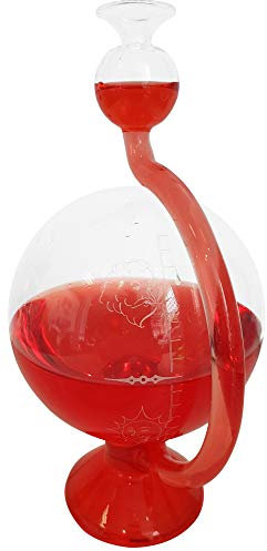 Stazione meteo Goethe barometro di vetro rotondo vaso strumento a supporto riempito con liquido rosso Dimensioni circa 11,5 x 20 cm Oberstdorfer Glashütte
