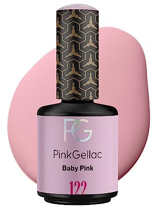 Pink Gellac Vernis Semi Permanent - 122 Baby Pink 15 ml - Vernis à Ongles Gel Pour 14+ Jours de Manucure Impeccable - Facile à Utiliser - Semi Permanent Facile à Enlever