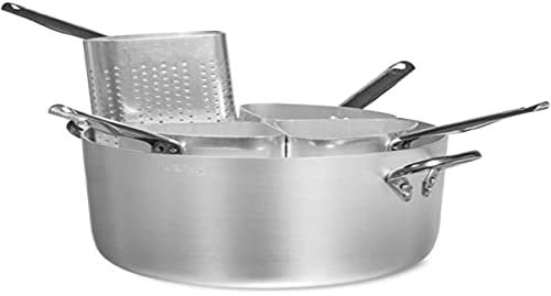 Pentole Agnelli ALMA15336 Casseruola con 4 Colapasta A Spicchio Alto Spessore, Acciaio, Argento, 36 cm