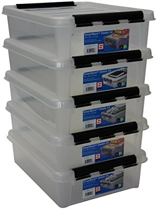 Orthex 35890705 5er Set Clipbox Smart Store Classic 14 Aufbewahrungsbox Plastik 40 x 30 x 12 cm, transparent
