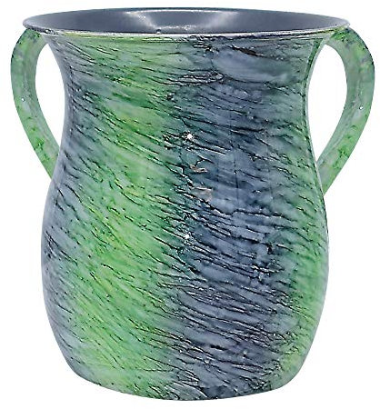 The Kosher Cook Netilat Yadayim Becher aus Edelstahl - aquatisch blau grün lackiert - sieht aus wie Keramik - rost-, bruch- und rissfest Negel Vasser Tasse - Judaica Gift Collection