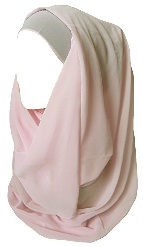 Lina & Lily Hijab pour Femmes Mousseline Foulard Écharpe Turban Châle Islamique (Rose Pâle)