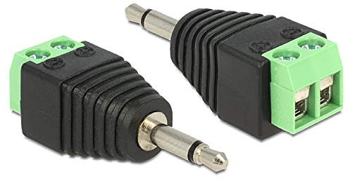 2x Delock 65528 Adapter Terminalblock 2 Polig auf 3,5mm Klinke Stecker Schwarz/Grün