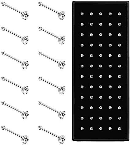 Aroncent 22G Chirurgenstahl Nasen Piercing: Kristalle Körper Nasenstecker Nasen Piercing Helix Ohrring Körperschmuck Set 60 PCS