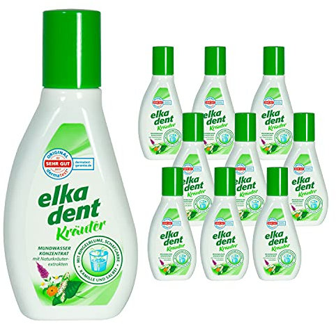 10x 125 ml Elkadent Mundwasser - Kräuter - Kultprodukte der DDR