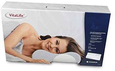 Vitalife 60x30x10/8 cm Visco-Airschaum Nackenstützkissen, Polyester, weiß, 60 x 30 x 10 cm