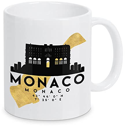 artboxONE Tasse Monaco Skyline MAP Art von Emiliano Deificus - Kaffeetasse Städte