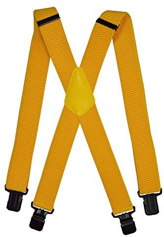 Olata Hosenträger Herren - Extra breite Träger und schwarze Metall-Clips, Hosenträger X-Form mit überkreuzten Trägern – 4 cm. Gelb