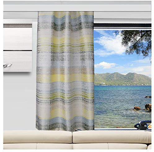 SeGaTeX home fashion Wohnmobil Caravan-Vorhang Liam Gelb-Grün Wohnwagengardine mit Reihband (Höhe & Breite nach Maß)