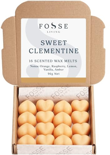 Sweet Clementine Soy Wax Melts 16 Pack | Zingy Orange, Raspberry & Vanilla | Natural, Vegan & Plastic Free | Up to 96 Hrs Scent | Pet Safe | Handmade in UK – Fosse Living
