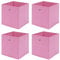 BonChoice Foldable Storage Cubes Boxes for Home Organization, Eyelet Non-Woven Fabric Wardrobe Cabinet Chest Bin Organizer Basket for Clothes Bedding Toys Towels, Collapsible & Durable (4, Pink)