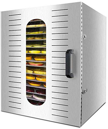 Moongiantgo Commercial Food Dehydrator 1300W Stainless Steel Beef Jerky Machine 16 Trays, with Digital Timer & Temperature Control Air Circulation Heating for Herb Vegetables Flowers Meat