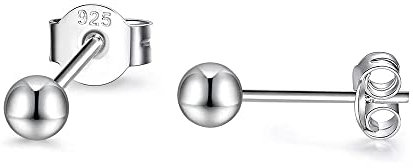PRETTERY Boucles d'oreilles Femme Argent 925, Clous d'oreilles 3mm Forme de Boules Rondes pour Femme Fille