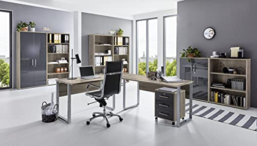 moebel-dich-auf Arbeitszimmer TABOR PRO 7 in diversen Farbvarianten (Sonoma Eiche/anthrazit Hochglanz)