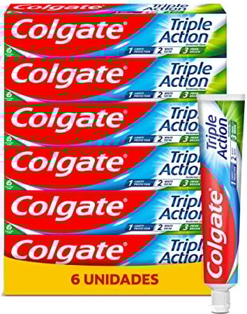 Colgate Dreifache Wirkung, Zahnpasta mit Fluor, Schutz gegen Karies, weißere Zähne, frischer Atem, 6 Stück x 75 ml