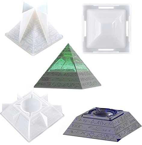 ZMCHE Aschenbecher-Formen für Harz, große Pyramidenformen für Harz, Aschenbecher-Form mit Deckel für winddichte DIY-Aschenbecher, Epoxidharz-Formen für Harzguss, Aufbewahrungsbox