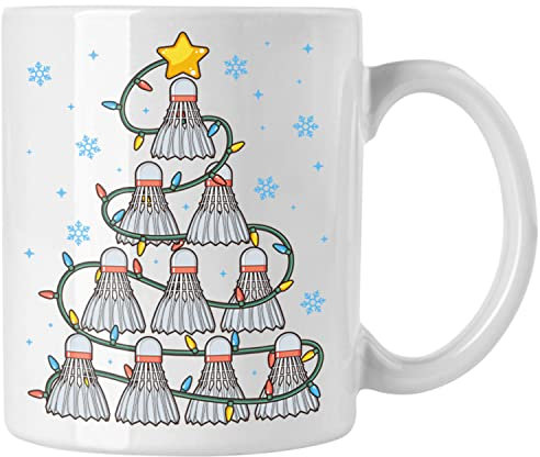 Trendation - Badminton Weihnachten Tasse Geschenk Badmintonspieler Geschenkidee Trainer Coach (Weiß)