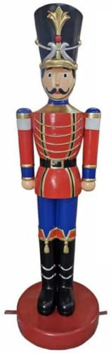 Casa Padrino Weihnachts Deko Skulptur Nussknacker Mehrfarbig/Gold H. 200 cm - Wetterbeständige XXL Dekofigur - Weihnachts Deko Accessoires