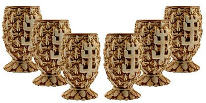 Plantation Rum Glas 6er Set Stiggins Shot Gläser 6x Tonbecher für 2cl / 4cl Tiki Barware, Glasses, Plantation Rum Stiggins Mug, Tiki Bar