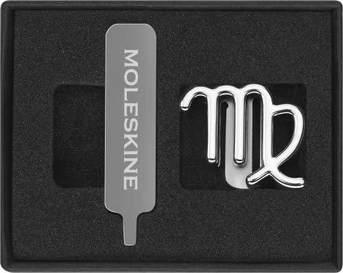 Moleskine Virgo Pin for Notebook or Diary, Zodiac Symbol Pin, Personalise Elastic Closure, Personalised Gift Ideas, Silver Colour | Silver zodiac notebook pin with secure screw-on attachment to personalize your Moleskine notebook or planner.