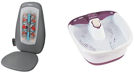 Homedics Siège Massant Shiatsu Dos et Épaules | Fauteuil de Massage Réglable, Relâchez La Tension Musculaire & Spa pour Pied – Bain a remous et Masseur pour les pieds avec Chaleur
