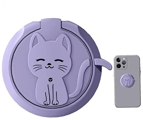 Cell Phone Ring Holder Cute Cat Metal 360 Degree Spin Finger Ring Phone Holder Cell Grip Stand for Smartphones