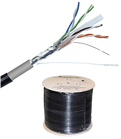 Esterni schermati FUTP 300 m doppio guaina Cat6 23AWG 100% rame puro, 4 paia di cavi di rete LAN di alta qualità, certificazione UV, impermeabile 550 MHz, PoE++ (4PPoE)