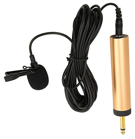 3.5mm Wired Lavalier Microphone, Portable Omnidirectional Condenser Clip On Lapel Mic with 6.5mm Adapter, Compatible with Ios and