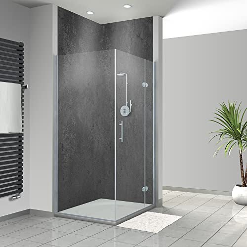 WANDFREUDE individuelle Duschrückwand Aluverbundplatte auf Maß (2 Stück - Betonoberfläche - Seidenmatt) – Dusche Wandverkleidung Duschwandverkleidung Duschrückwände