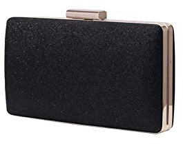 CORIOS Damen Clutch Abendtasche mit Pailletten Clutch Tasche mit Kette Glitter Handtasche Glänzend Schultertasche Modisch Portemonnaie Tasche für Hochzeit Cocktailparty Tanzparty Geburtstag Schwarz