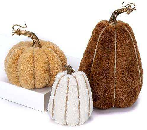 3er-Set Kunstpflanze Set künstliche Samt-Kürbisse, Künstlicher Kürbis für Halloween DIY-Herbstdekorationen, Herzstück für Herbsthochzeit, Herbst-Wohnkultur, Thanksgiving-Dekoration, Halloween Deko