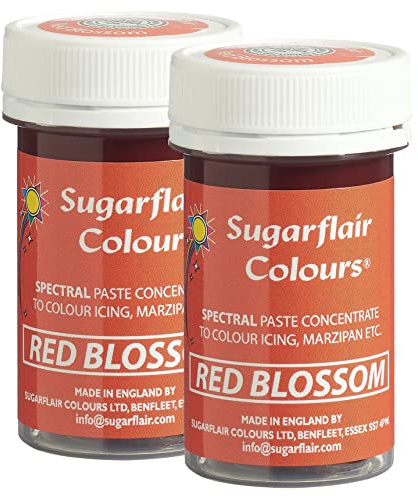 Sugarflair Spectral Red Blossom Food Colouring Paste, Highly Concentrated for Use with Sugar Pastes, Buttercream, Royal Icing or Cake Mix, Vibrant Colour Dye - 25g (Pack of 2)