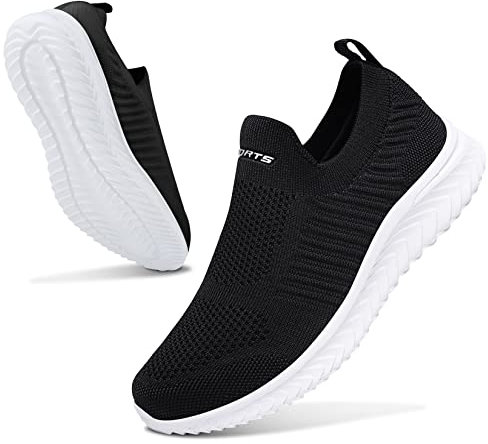 Littleplum Damen Sneaker Atmungsaktiv Turnschuhe Leicht Laufschuhe Sportschuhe Damen Schuhe,Schwarz Weiß,37 EU