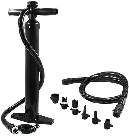 Doppelt wirkende Handpumpe, max. 1,8 bar (26 PSI), SUP-Handpumpe, handbetriebene manuelle Luftpumpe mit Manometer, Hochdruck-Superpumpe mit 6 Düsen für Luftbetten, Kajaks, aufblasbare Zelte