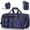 FIORETTO 45L Womens Mens Gym Sports Duffle Bag with Shoes Compartment, Water- Resistant Travel Bag with Trolley Sleeve, Weekend Overnight Hospital Bag Sports Holdall Backpack Navy