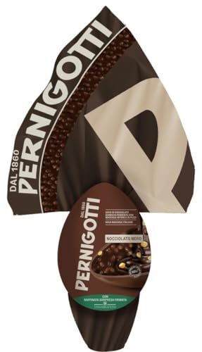 Pernigotti Uovo di Cioccolato gianduia fondente con nocciole italiane intere e in pezzi con raffinata sorpresa firmata da 400 grammi - Pasqua 2024 - CoCoCiok